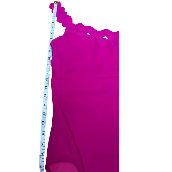 Karla Colletto Hot Pink One Shoulder Scallop One Piece Havana Swimsuit – Size 10 - Picture 10 of 14